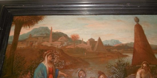 "Mosè salvato dalle acque" olio su tavola