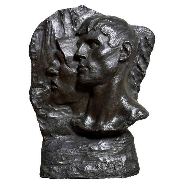 Profils de mineurs, dit aussi L’Industrie, d'après Constantin Meunier. Terre cuite