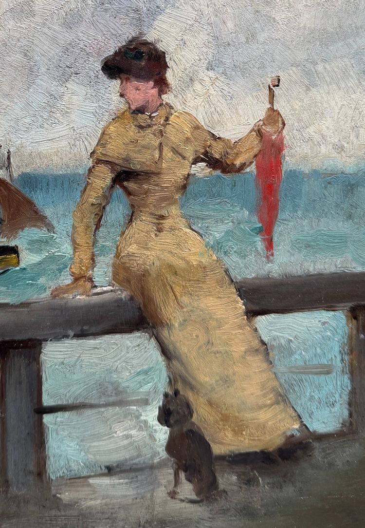 Alfred Stevens (1823-1906) Attributed to - Elegant Woman with Parasol, circa 1870