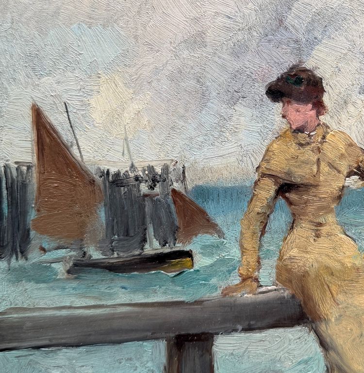 Alfred Stevens (1823-1906) Attributed to - Elegant Woman with Parasol, circa 1870