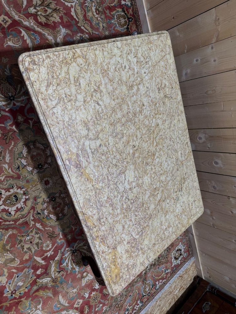 Louis XV style coffee table in walnut and marble top
