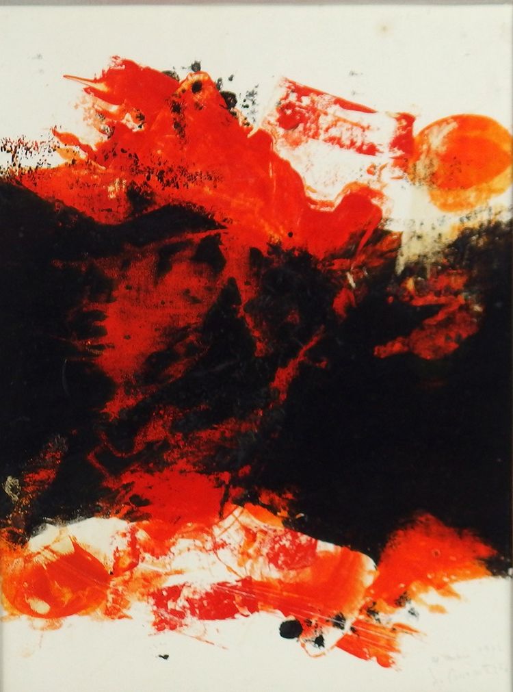 "Abstraction"huile sur papier par Jean Commère