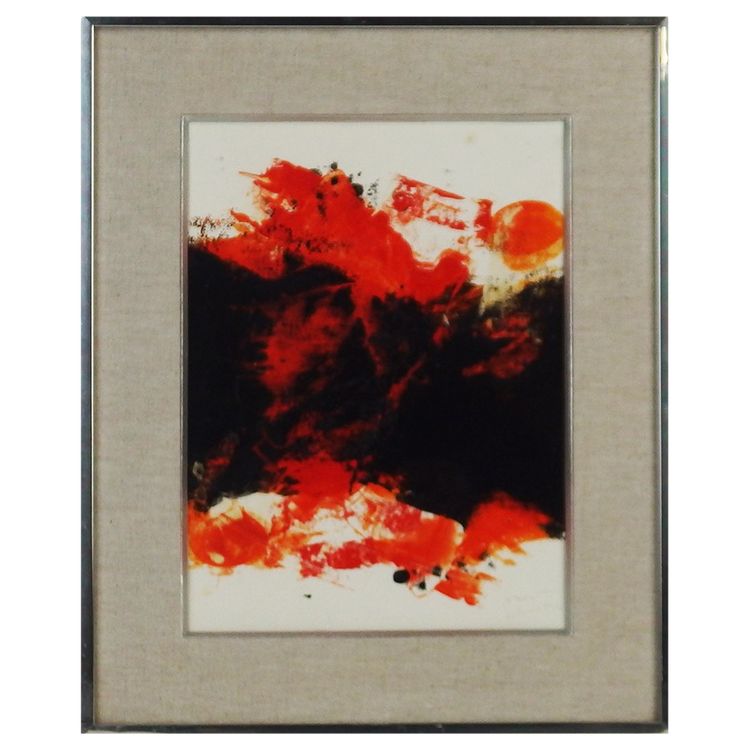 "Abstraction"huile sur papier par Jean Commère