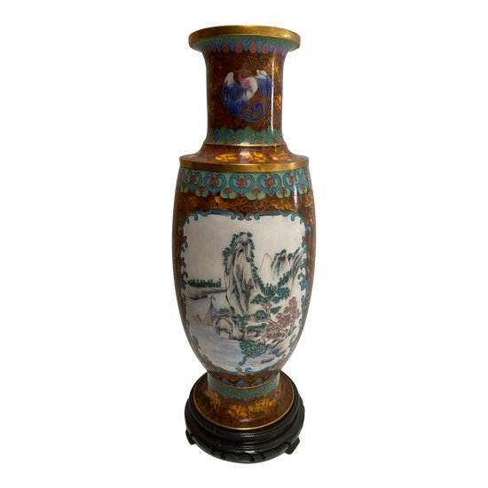 CHINESISCHE CLOISONNÉ-VASE UND EMAILLE