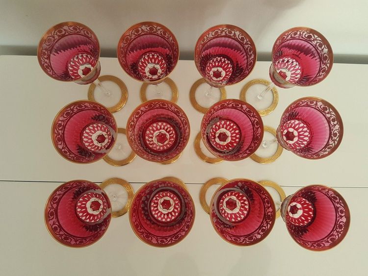 Saint Louis Red Crystal Roemer  Thistle Gold Model