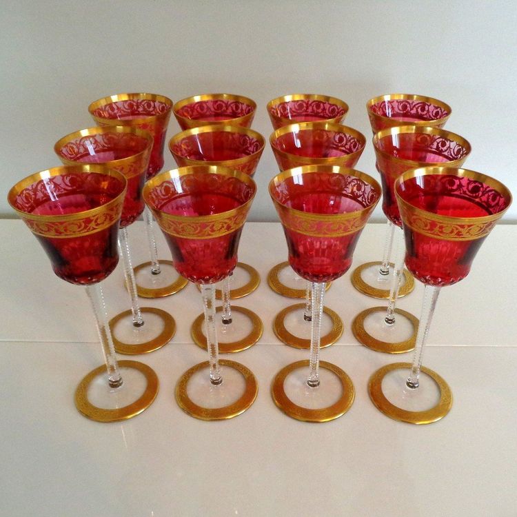 Saint Louis Red Crystal Roemer  Thistle Gold Model