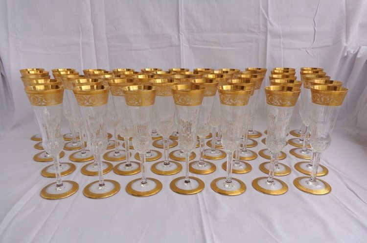 Saint Louis Crystal Flute, "Thistle" Model, Gold, in Perfect Condition