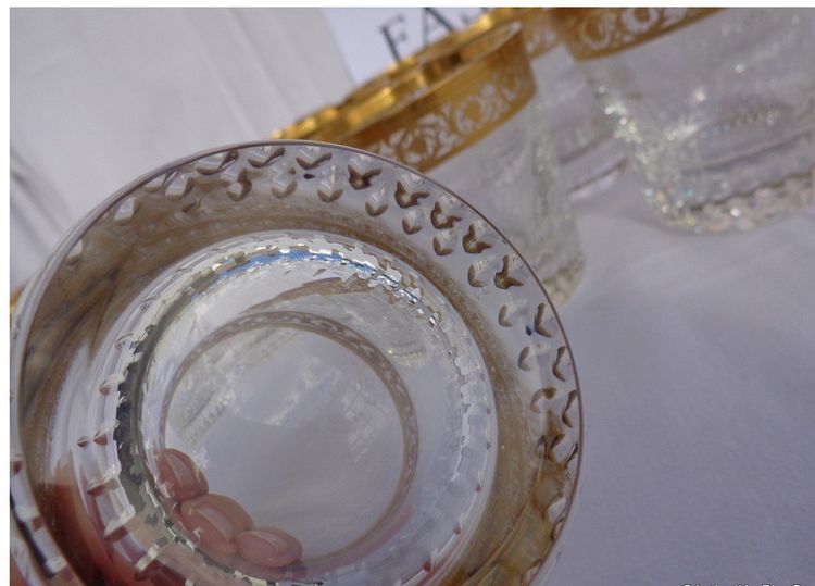 Saint Louis Crystal Whiskey Glass, Thistle Gold Model, Medium Old Fashioned No. 3
