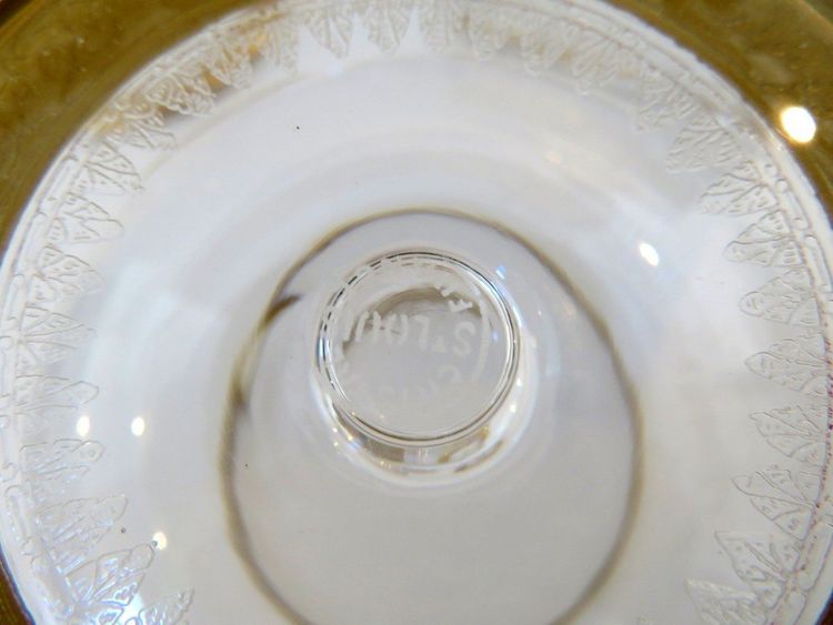 Saint Louis Thistle Gold Crystal Cognac Set, Signed