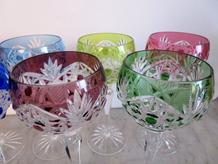 1 Wasserglas oder „Roemer Parmentier“ aus Baccarat-Kristall „Overlay“