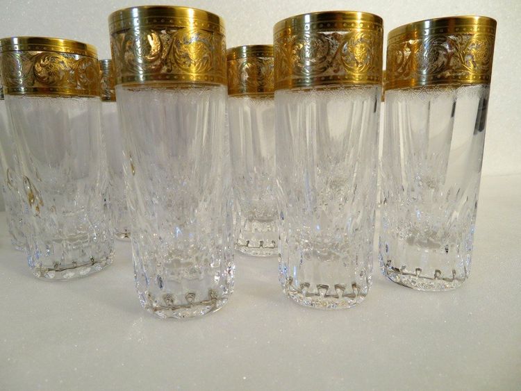 1 Saint Louis Thistle Gold Crystal Signed Vodka Shot Glass