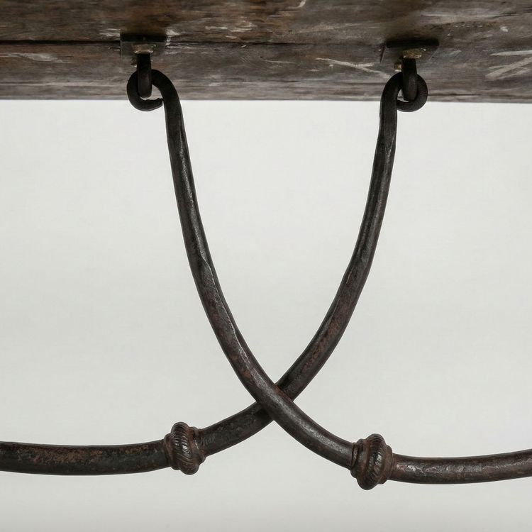 Spanish Baroque Style Dining Table with Wrought-Iron Stretcher — 18th Century