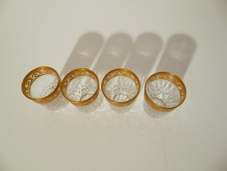 6 cm Digestif Glass, Saint Louis Thistle Gold Crystal, Signed