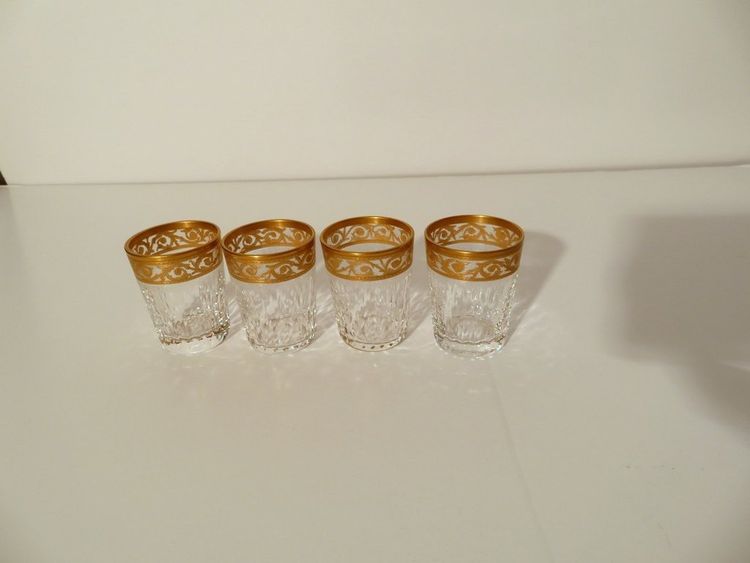 6 cm Digestif Glass, Saint Louis Thistle Gold Crystal, Signed