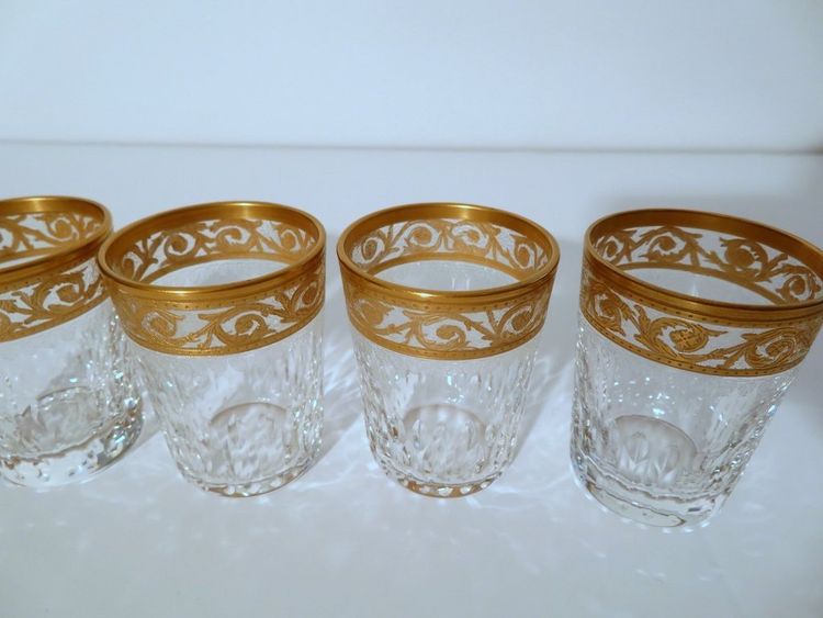 6 cm Digestif Glass, Saint Louis Thistle Gold Crystal, Signed