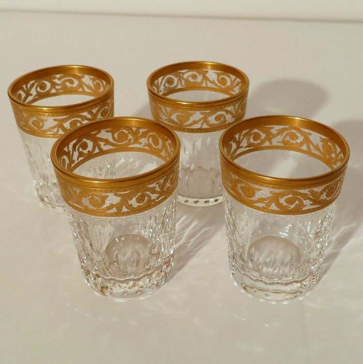 6 cm Digestif Glass, Saint Louis Thistle Gold Crystal, Signed