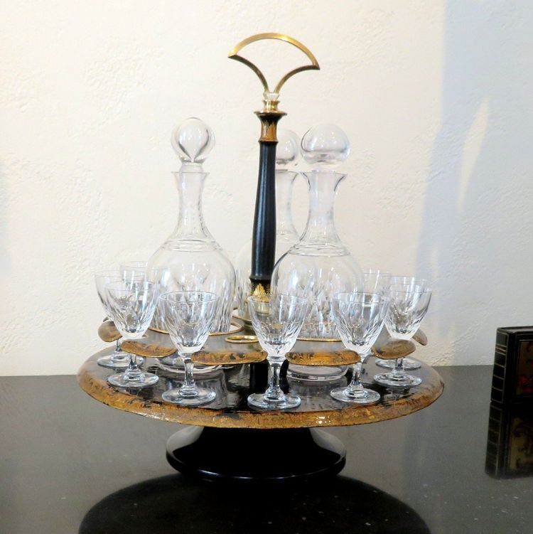 19th-Century Charles X-Era Crystal Liquor Cabinet