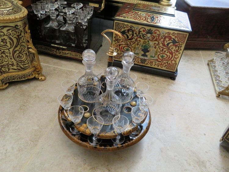 19th-Century Charles X-Era Crystal Liquor Cabinet