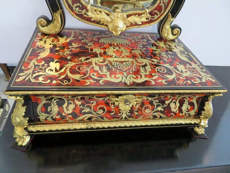 Barbière Avec Miroir En Marqueterie Boulle d'époque Napoléon III