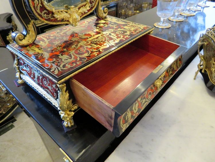 Barbière Avec Miroir En Marqueterie Boulle d'époque Napoléon III