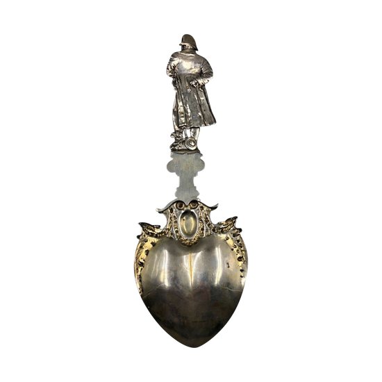 ENTREMETS SPOON with the effigy of Napoleon, probably Germany around 1920 Silver