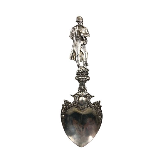 ENTREMETS SPOON with the effigy of Napoleon, probably Germany around 1920 Silver