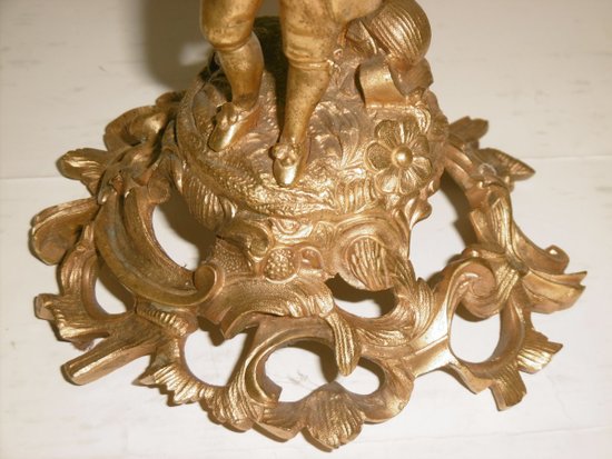 Pair Of Gilded Bronze Candelabras With Musicians