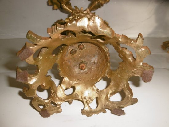 Pair Of Gilded Bronze Candelabras With Musicians