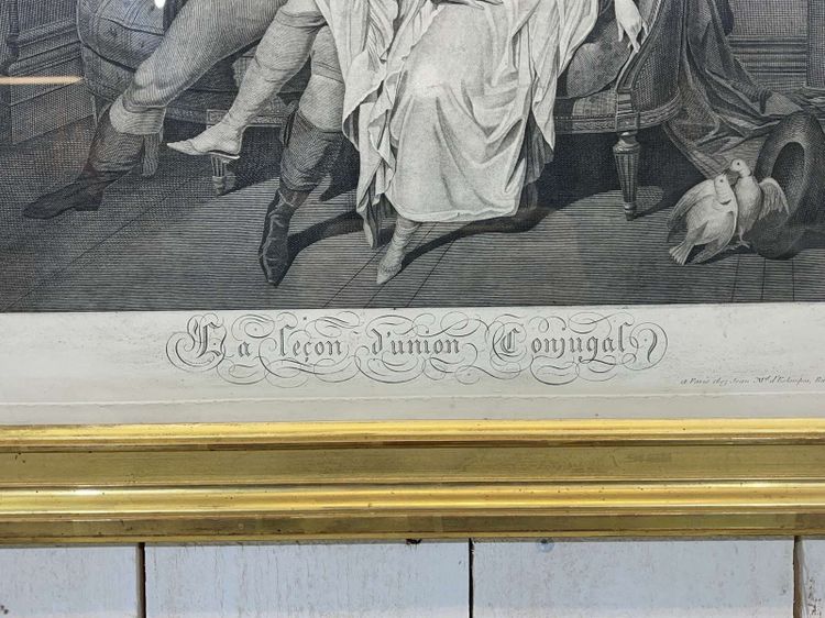 Gravure 19ème d'après Boilly LA LECON D'UNION CONJUGALE