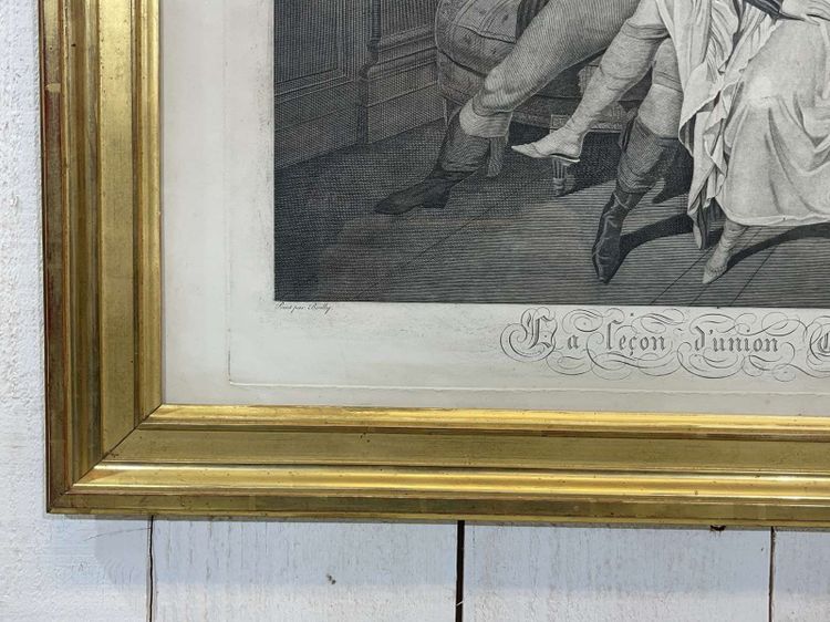 Gravure 19ème d'après Boilly LA LECON D'UNION CONJUGALE