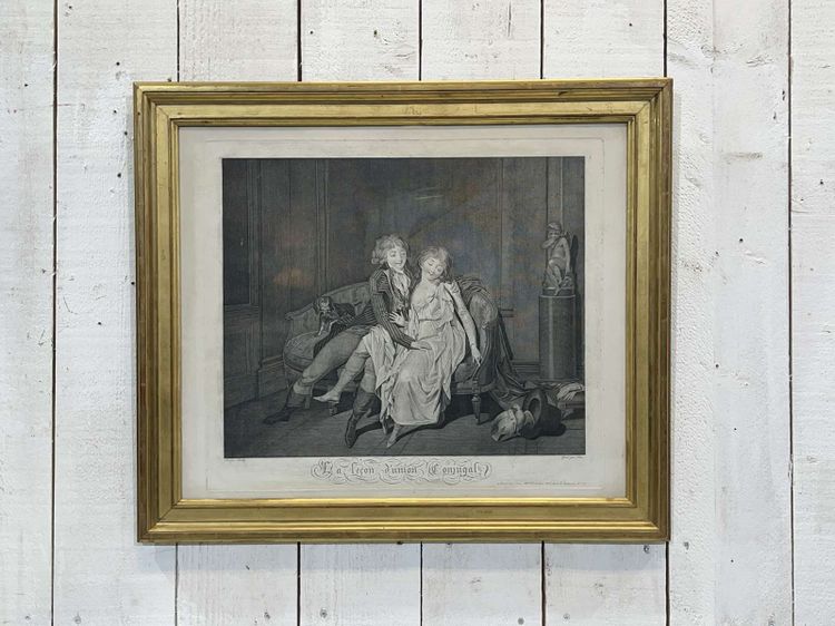 Gravure 19ème d'après Boilly LA LECON D'UNION CONJUGALE