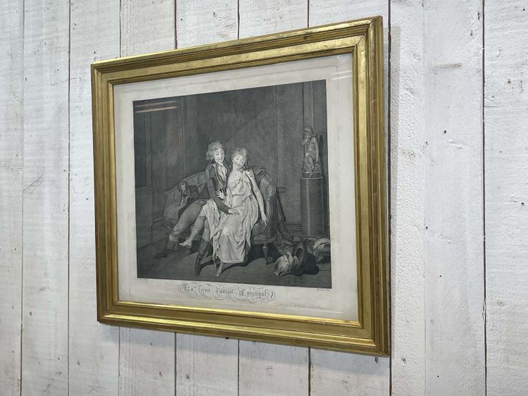 Gravure 19ème d'après Boilly LA LECON D'UNION CONJUGALE