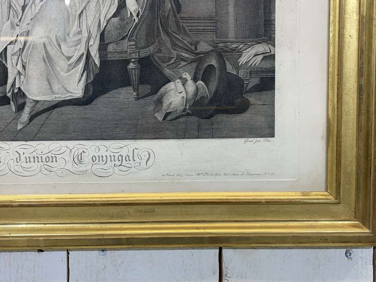 Gravure 19ème d'après Boilly LA LECON D'UNION CONJUGALE