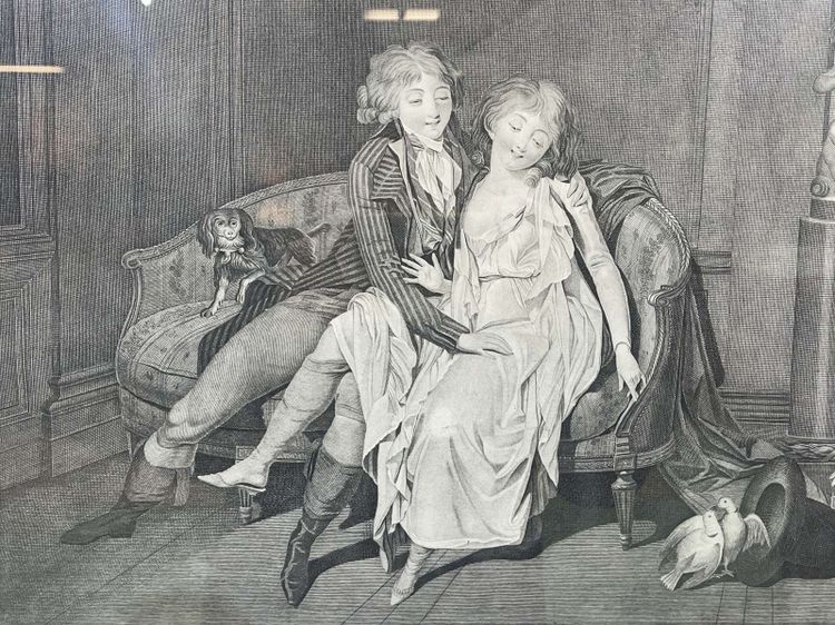 Gravure 19ème d'après Boilly LA LECON D'UNION CONJUGALE