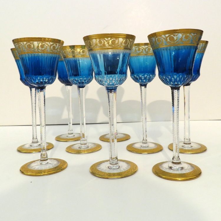 1 Roemer Hellblau St. Louis Thistle Gold Kristall Rhein-Weinglas