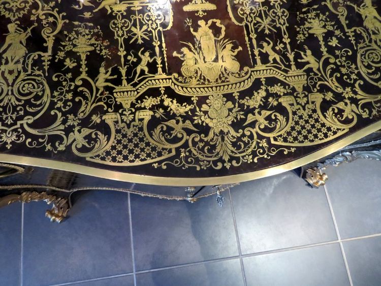 Attribuito a Mellier, comò con intarsi Boulle, XIX secolo, stile Regency.