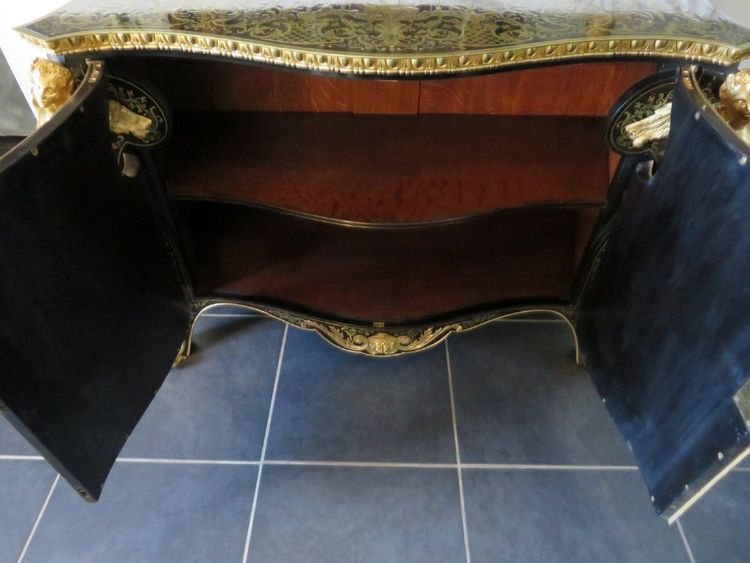 Attribuito a Mellier, comò con intarsi Boulle, XIX secolo, stile Regency.