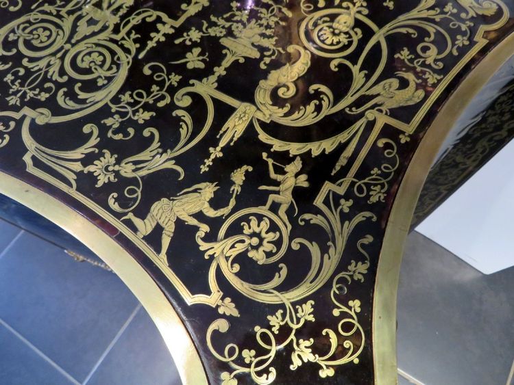 Attribuito a Mellier, comò con intarsi Boulle, XIX secolo, stile Regency.