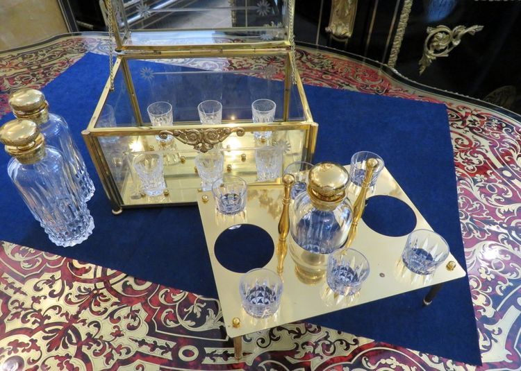 Complete bronze and crystal liquor cabinet, circa 1900