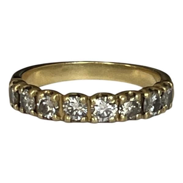 4686- Half American Wedding Ring Yellow Gold Diamonds