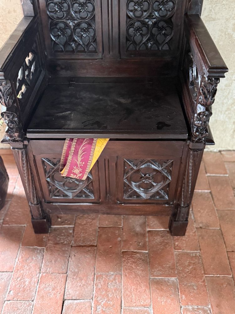 Large neo-Gothic cathedral with walnut chest