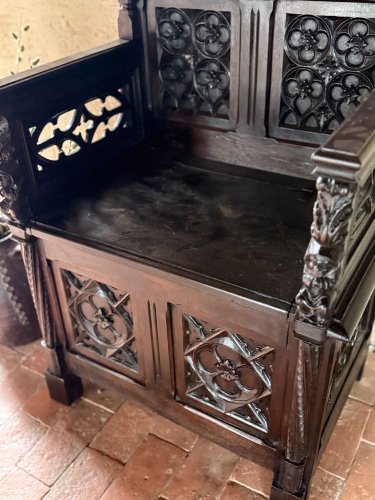 Large neo-Gothic cathedral with walnut chest