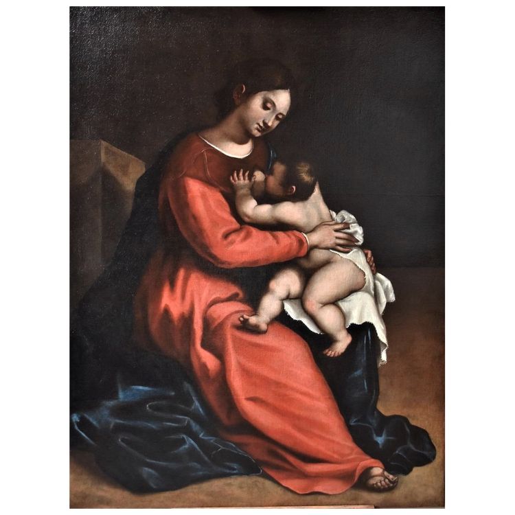 Vierge A l’Enfant Allaitante - Entourage d’Antiveduto Grammatica - Fin XVIème début XVIIème.