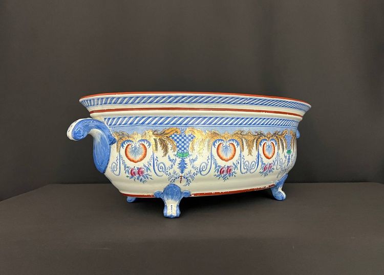 Grande fioriera ovale in terracotta inglese, fine XIX secolo