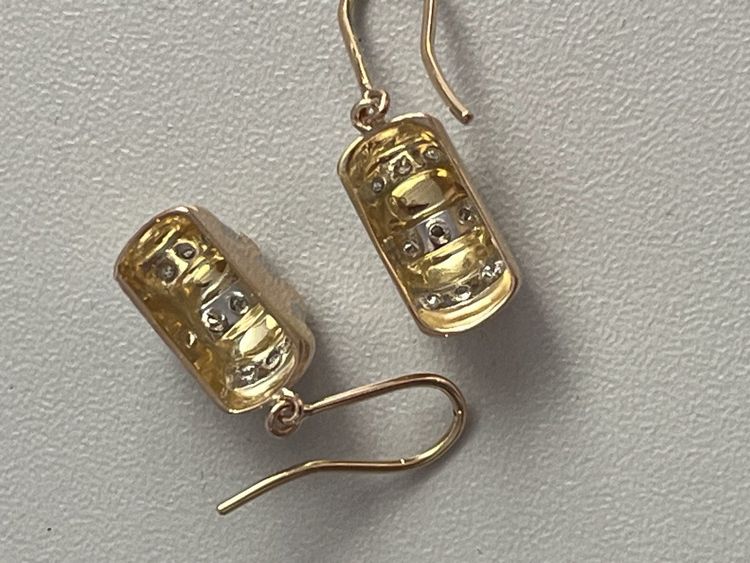 7297- Vintage Ohrringe Gelbgold Diamant