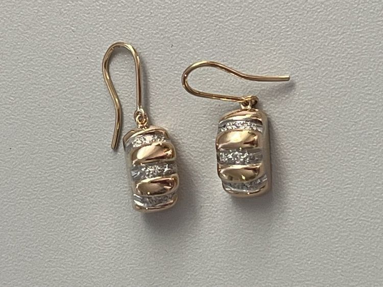 7297- Vintage Ohrringe Gelbgold Diamant