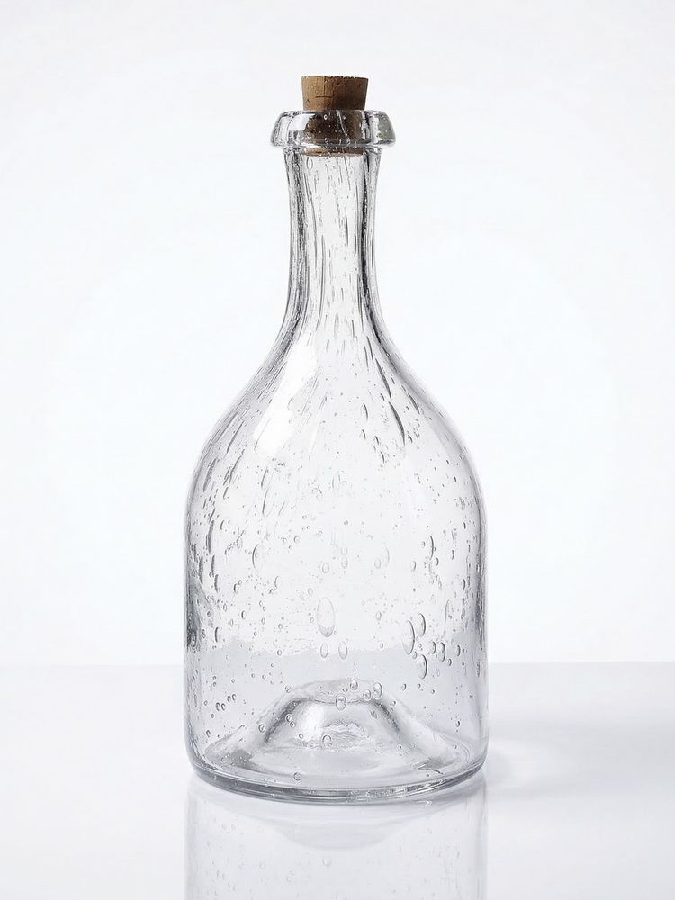 Grande bouteille ancienne en verre soufflé bullé, début XXe 1900-1920