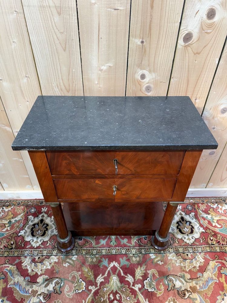 Table d'appoint Empire en noyer et marbre noir