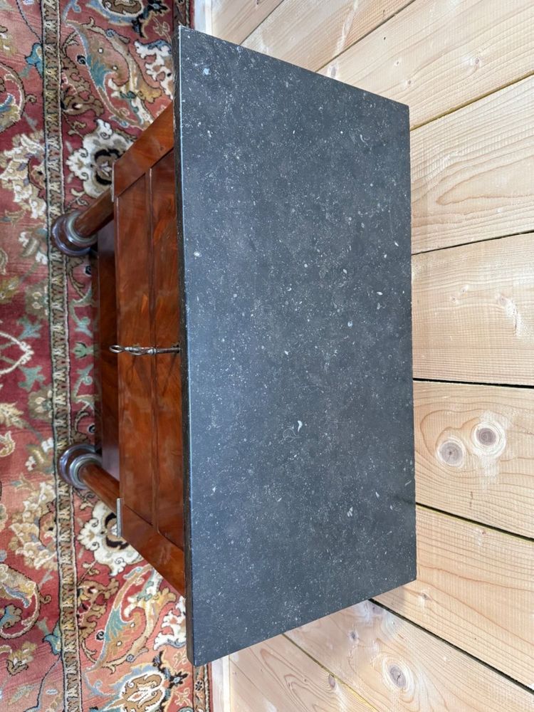 Table d'appoint Empire en noyer et marbre noir