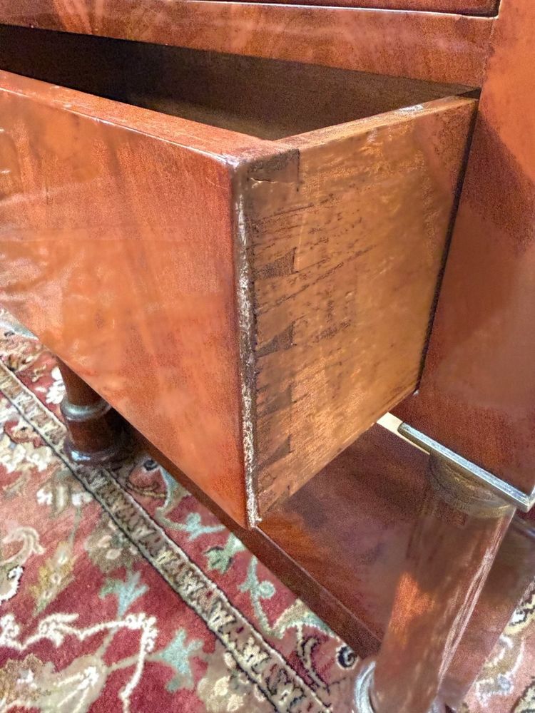 Table d'appoint Empire en noyer et marbre noir